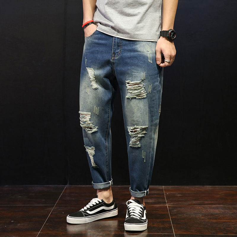New Summer Loose Men's Harem Pants Jeans Fashion Casual Washed Ripped Distressed Holes Jeans Denim Trousers Large Size 28-42, C5
New Summer Loose Men's Harem Pants Jeans Fashion Casual Washed Ripped Distressed Holes Jeans Denim Trousers Large Size 28-42, C5