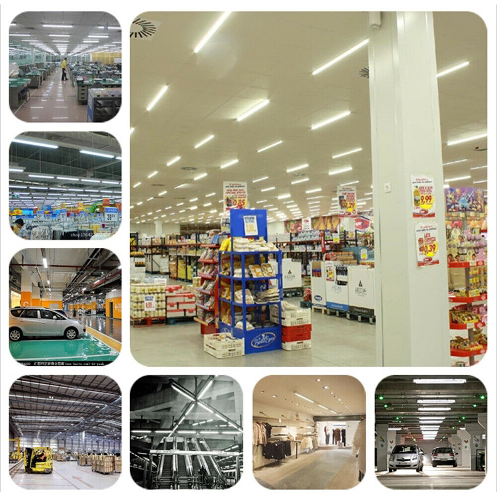 8Ft Led Shop Lights 8 feet Cooler Door Freezer LEDS Tubes Lighting Fixture 4 Row 144W 14400 lm V Shape Fluorescent Clear Cover Linkable Surface Mount 