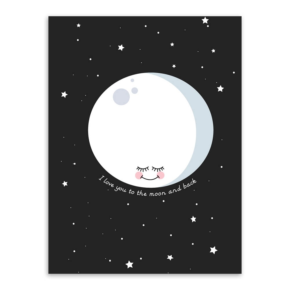 Nordic Minimalist Moon Love Quotes A4 Large Art Print Poster Cartoon Wall Picture Canvas Painting No Framed Kids Room Home Decor