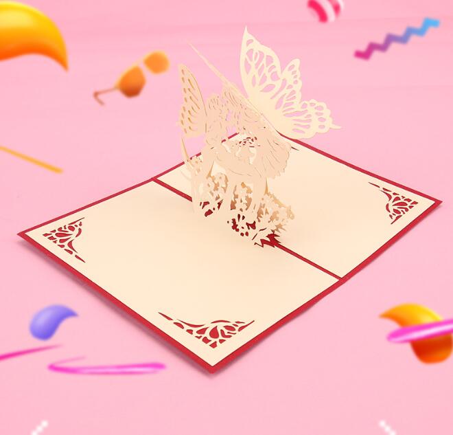 3D Pop Up Greeting Card Valentine's Day Creative Gift Blessing Card with Envelope Party Wedding Decoration