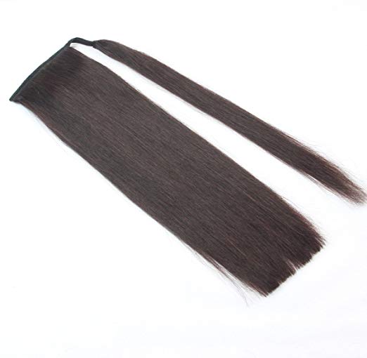 18" Straight Sleek low Wrapped Around Black Ponytail Extension for Woman fake pony tail hair piece Remy Hair Extension 100g-140g natural 1b