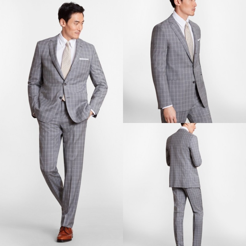 New Fashion Slim Fit Groom Wear Wedding Tuxedos Two Pieces (Jacket+Pants) Formal Prom Men Suits Custom Made