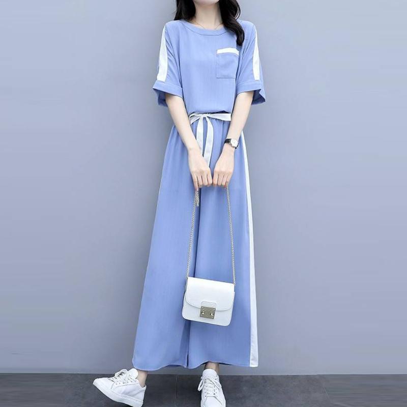 2020 New Women' Sets O Neck 2 Piece Sports Suit And Wide Leg Pants Top Elastic Waist Pants Summer Leisure Fall OutfitsAG5, Blue
2020 New Women' Sets O Neck 2 Piece Sports Suit And Wide Leg Pants Top Elastic Waist Pants Summer Leisure Fall OutfitsAG5, Blue
