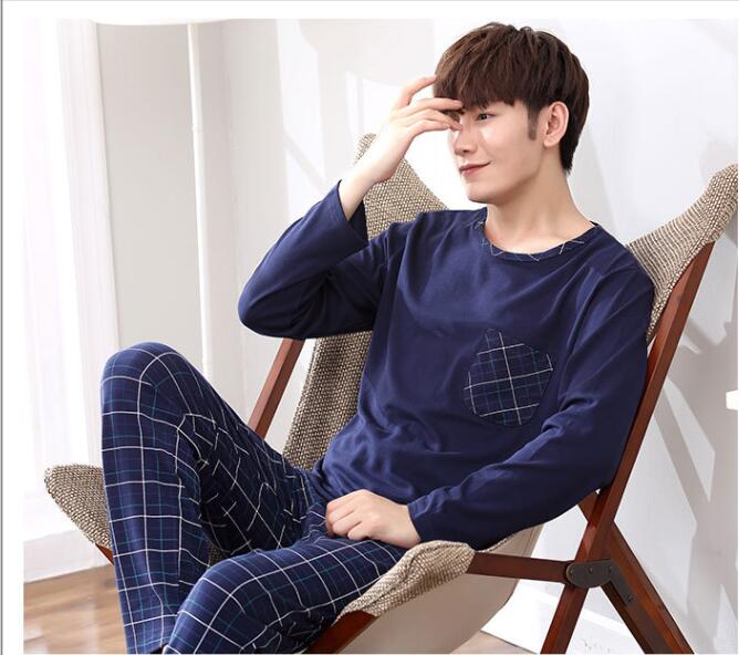 2020 new Dark blue top plaid pants