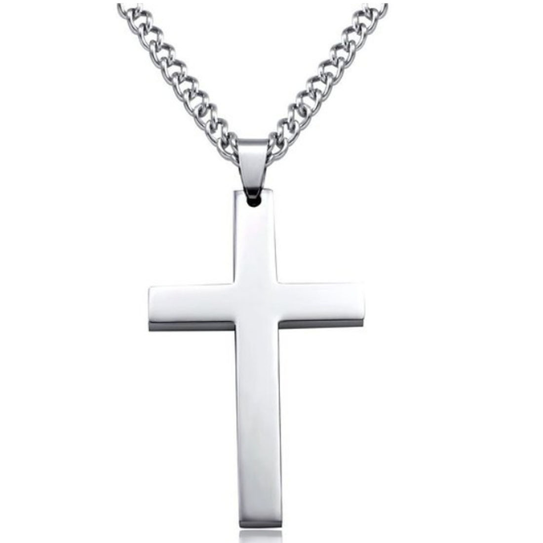 High Quality Polished Cross Pendant Necklace Gold/Black Gun Plated Stainless Steel Fashion Religious Jewelry for Women Men