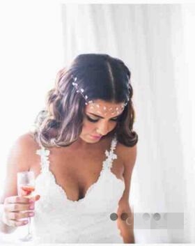 Full Sexy Backless Lace Dresses Mermaid Spaghetti Straps Appliqued Sweep Train Custom Made Wedding Gown Vestido De Novia