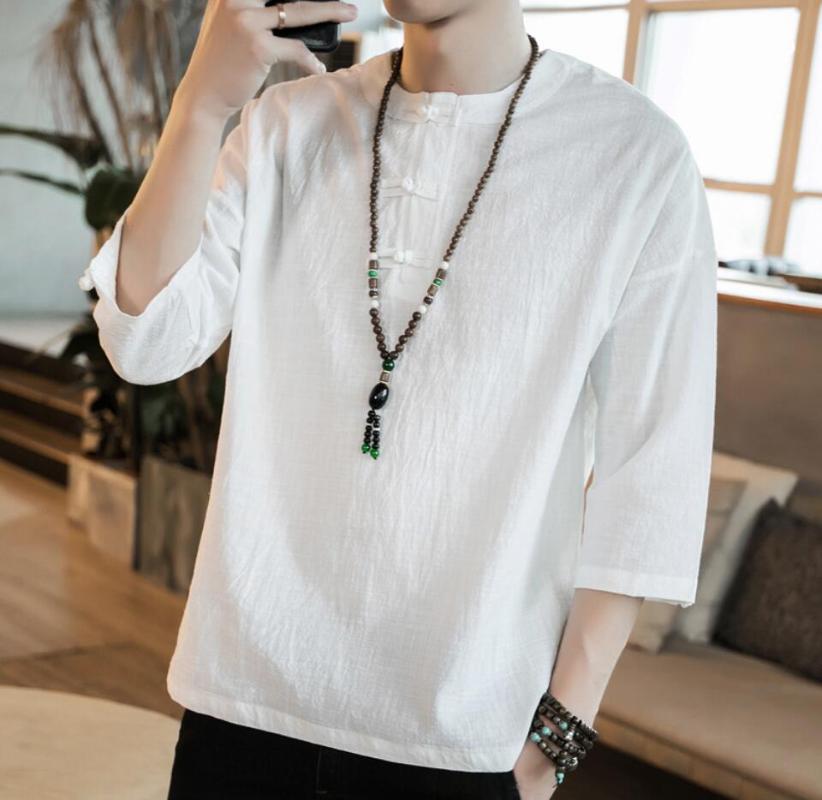 Sinicism Mens Cotton Linen T-Shirt Three Quarter Sleeve Summer Chinese Traditional Clothes Male Shirt Top Tees, Wyh-3262-1
Sinicism Mens Cotton Linen T-Shirt Three Quarter Sleeve Summer Chinese Traditional Clothes Male Shirt Top Tees, Wyh-3262-1
