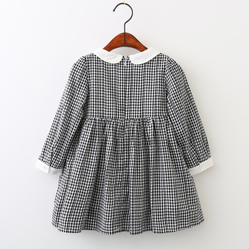 Girls Dress 2020 New Spring / Autumn England Style Lace Long Sleeve Shirt + Plaid Strap Dress For Princesss 3-7 Years