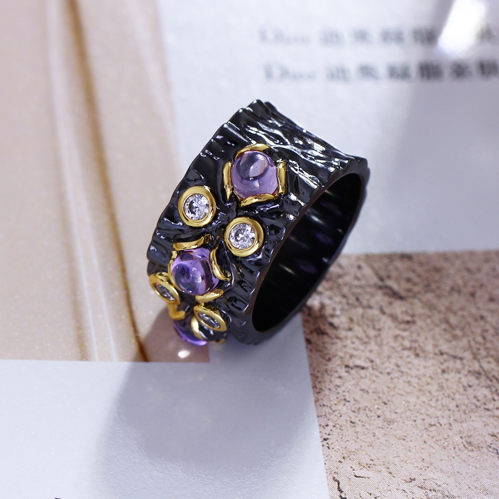 Fashion Purple Stone Rings Black Trendy Jewelry Unique Design Black Flower Accessories Ring
Fashion Purple Stone Rings Black Trendy Jewelry Unique Design Black Flower Accessories Ring
