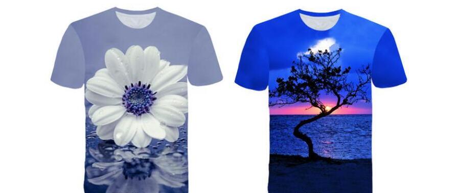 2019 New Spring Beautiful Flowers Print Casual T-shirt Men/Women Summer Tees Quick Dry 3D Print Tshirts Tops Fashion Tops