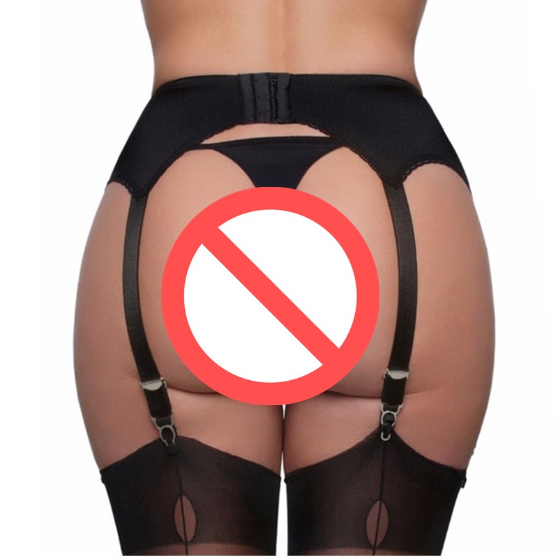 Sexy Women 6-Metal Buckles Straps Garter Belt Lace Hem Lingerie Suspender Elastic Belt Pants S-XXL (No stockings) Black Red White
