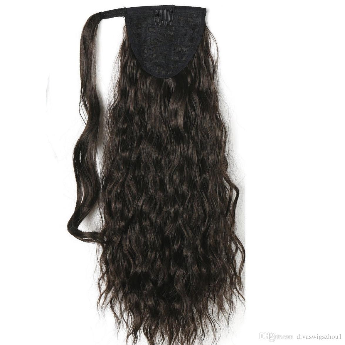 Natural curly Human Hair Pony tail hairpiece Clip On Loose Wave Brown Brazilian Virgin Hair Deep curly wavy Pony tail Hair Extensions