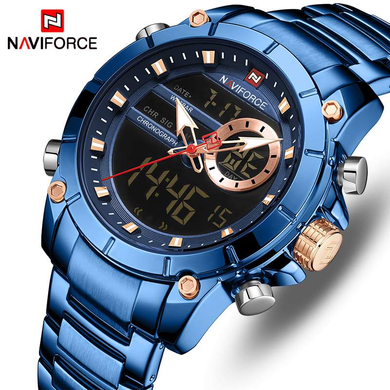 NEW NAVIFORCE Top Luxury Brand Blue Men Watch Quartz Male Clock Sport Watch Waterproof Stainless Steel Wristwatch Reloj Hombre CJ191217, Issee
NEW NAVIFORCE Top Luxury Brand Blue Men Watch Quartz Male Clock Sport Watch Waterproof Stainless Steel Wristwatch Reloj Hombre CJ191217, Issee