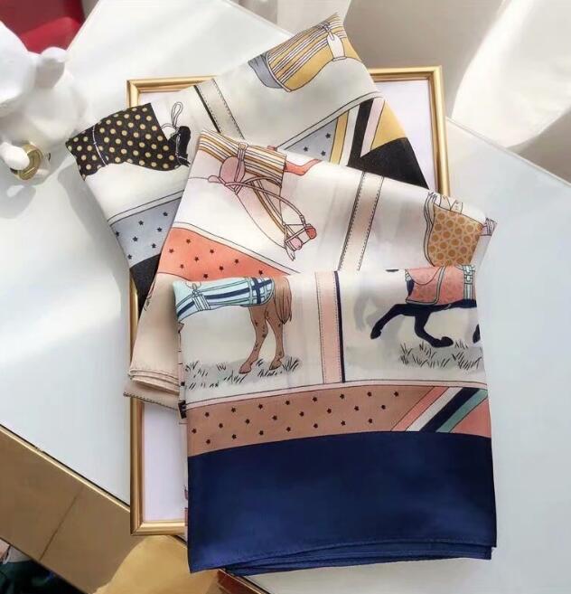 Spring new simulation silk scarf female fashion temperament printing small square scarf Korean version of the scarf WY763