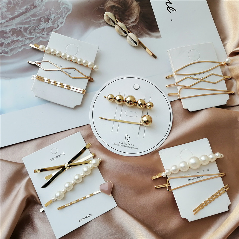 

Korea Girls Hairpins Barrette Hairgrip Bobby Pin Pearl Metal Hairclips Women Hair Clip Hairpin Hair Accessories Dropship New