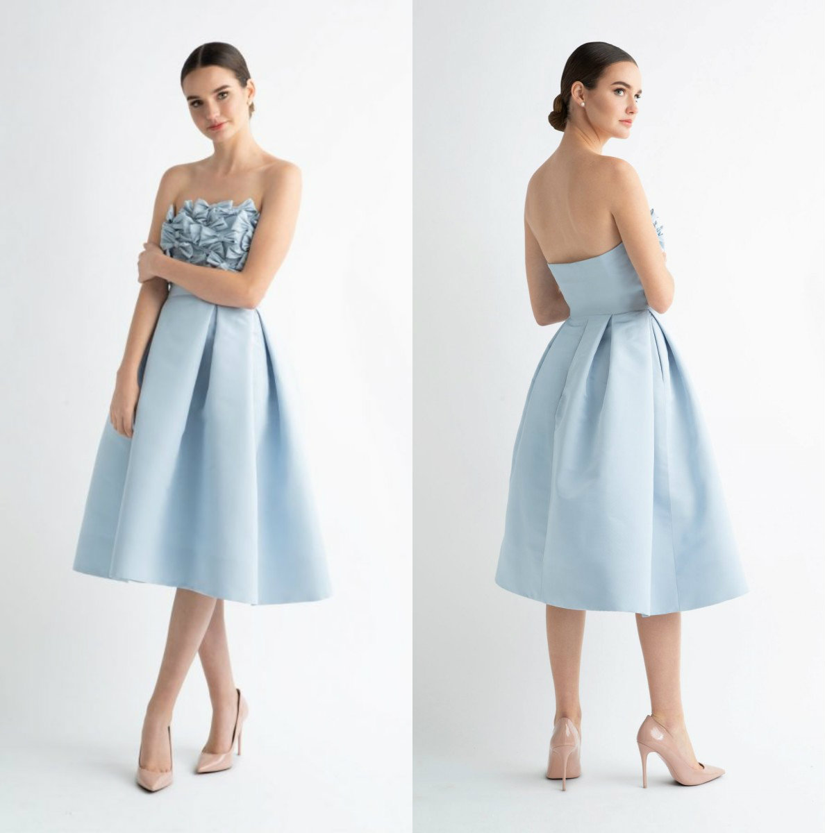 2019 Light Blue Formal Dresses Strapless Knee Length Satin Elegant Evening Gowns Bows Custom Made Prom Cocktail Party Dress, Hunter green
2019 Light Blue Formal Dresses Strapless Knee Length Satin Elegant Evening Gowns Bows Custom Made Prom Cocktail Party Dress, Hunter green