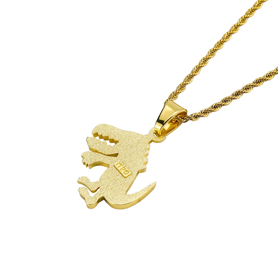 Fashion Hip Hop Mens Dinosaur Pendant Designer Necklace Jewelry Stainless Steel Chain 18k Gold Plated Necklaces For Men Women