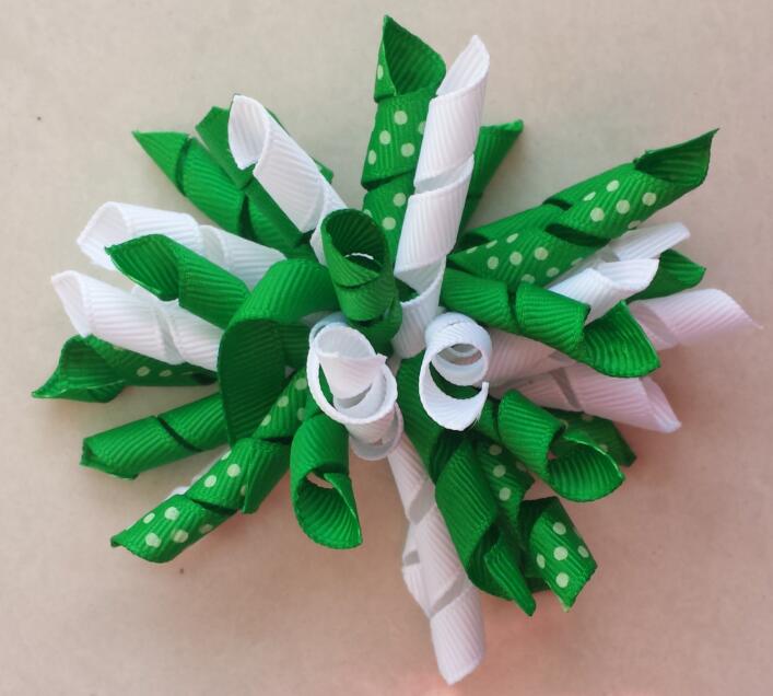 Baby Girl hair ties M2M prints polka dot Curlies loop Ribbon Korker hair bows clips women Corker hair bobbles Accessories 50pcs PD007
