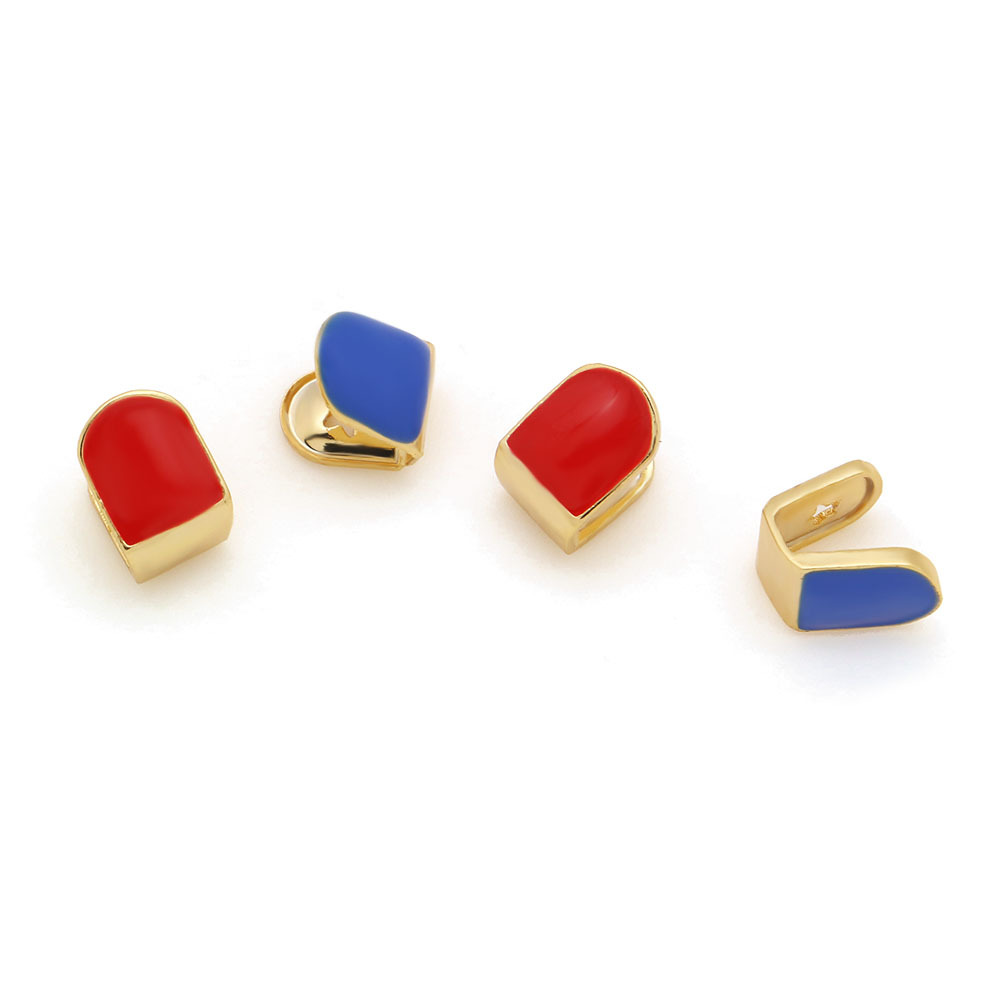 New Gold Plated Mixed Color Vampire Up Single Teeth Grills Bottom Hip Hop Fang Grillz Halloween Dental Tooth Cap Decoration Wolf Tide Body Piercing Je