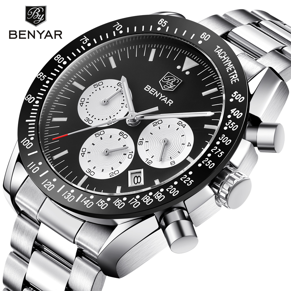 BENYAR Brand Men Sport Chronograph Watches All pointers work Waterproof Fashion Steel Stainless Quartz Watch dropshipping black
BENYAR Brand Men Sport Chronograph Watches All pointers work Waterproof Fashion Steel Stainless Quartz Watch dropshipping black
