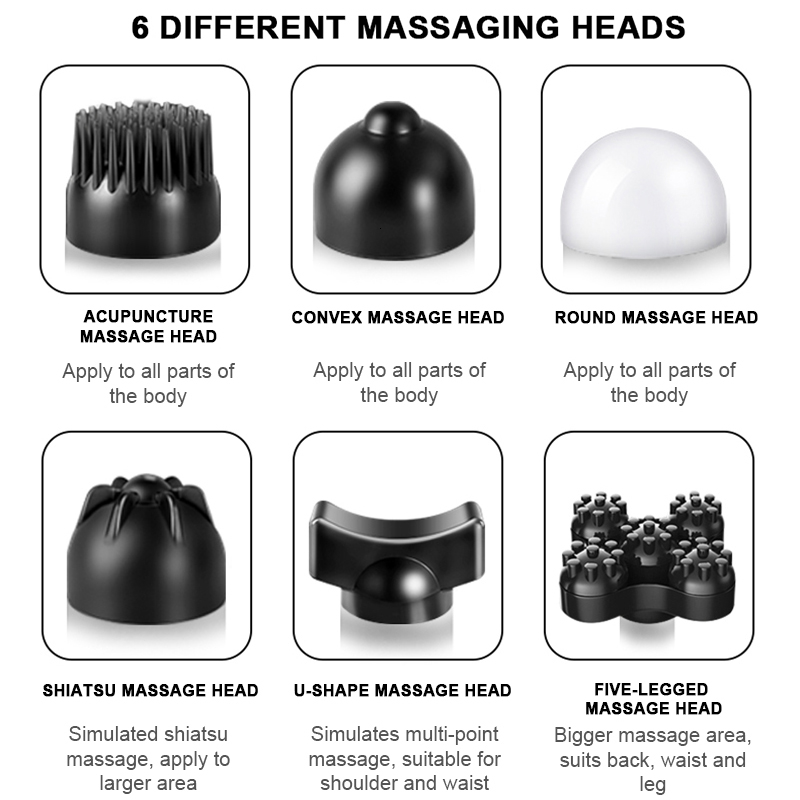 LUYAO Electric Massager Back Neck Massage Hammer Vibration Stick Roller Cervical Body Massage Relaxation Pain 6 In 1 T191116