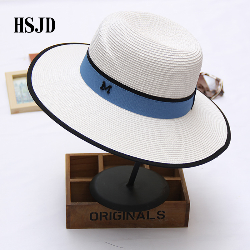 2018 New Summer M letter Large Wide Brim Straw Hat for Women Anti-UV Beach hat M panama straw fedora women's travel Sun cap, Blue;gray
2018 New Summer M letter Large Wide Brim Straw Hat for Women Anti-UV Beach hat M panama straw fedora women's travel Sun cap, Blue;gray