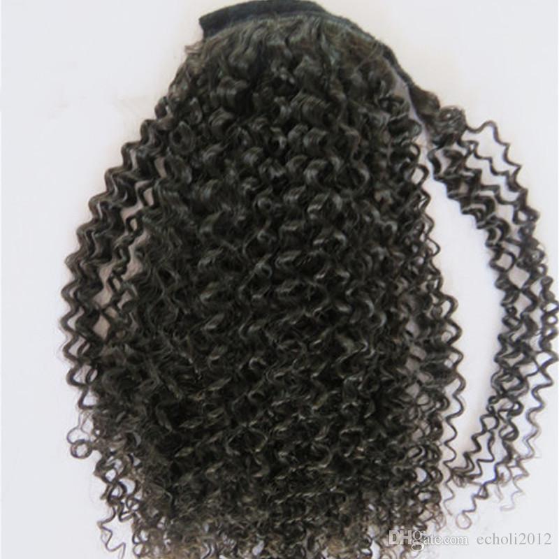 140g African american ponytail human hair ,drawstring virgin hair ponytail kinky curly ponytail hairpiece for black women low sleek