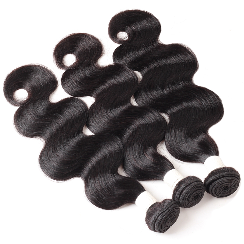 Ishow 9A Body Deep Straight Water Wave Human Hair Bundles with Lace Closure 8-28 inch Remy Extensions Weft for Women All Ages Natural Black Color