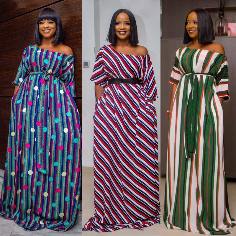 Polka Dot Striped Print Long Maxi Dress Women One Shoulder Half Sleeve Floor-Length Dress Summer Loose Sashes Boho Beach Vestido
Polka Dot Striped Print Long Maxi Dress Women One Shoulder Half Sleeve Floor-Length Dress Summer Loose Sashes Boho Beach Vestido