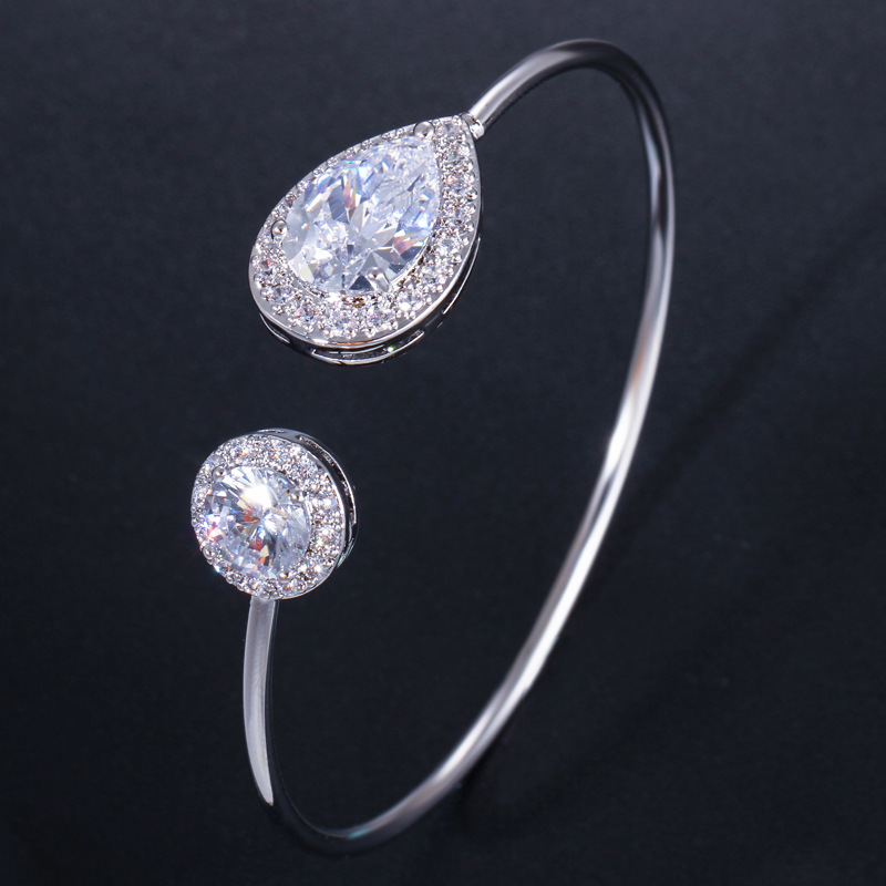 Luckyshine 5 Pcs/Lot Fashion High Quality Holiday Gift Newest Rose Gold Silver Color Water Drop Cubic Zirconia Gemstone Bracelet Bangles