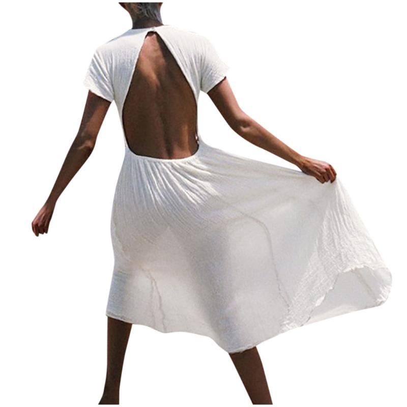 SAGACE Women's Dress Summer Fashion Short Sleeve Solid beach dresses and tunics Backless Bohemian Flowy Maxi Dress female Loose
SAGACE Women's Dress Summer Fashion Short Sleeve Solid beach dresses and tunics Backless Bohemian Flowy Maxi Dress female Loose