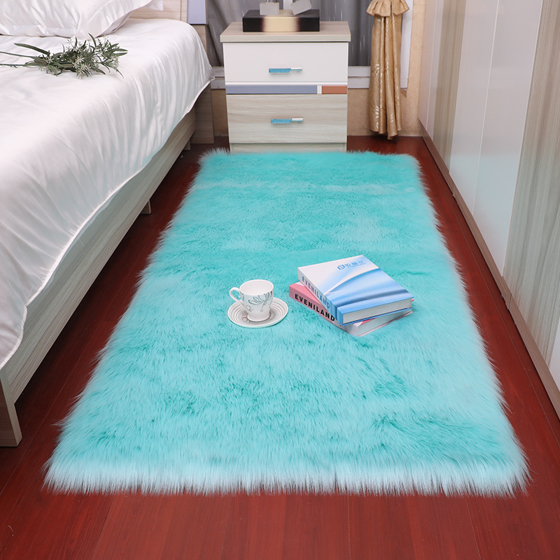 Rectangle Carpets Soft fluffy Faux Sheepskin Fur Area Rugs nordic red center living room carpet Bedroom Floor White Bedside Rug
