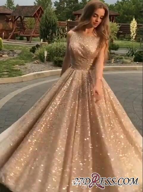 Gold Sequins Prom Evening Dress Sparkly Formal Party Ball Gown Long Quinceanera Dresses Custom Made Prom Gown