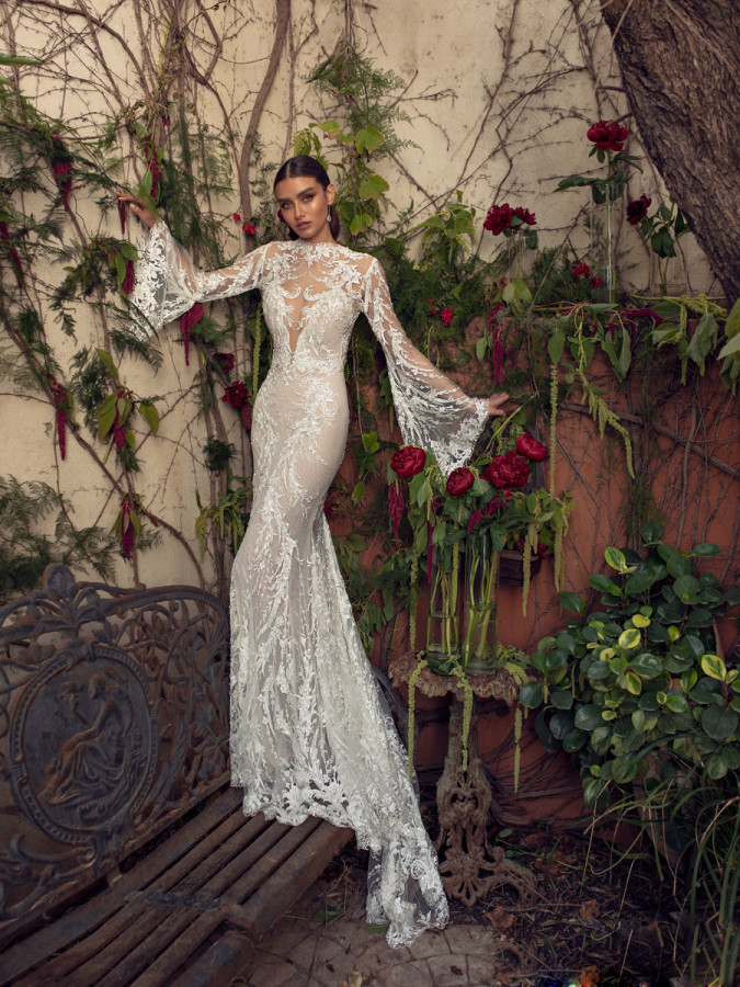 vintage mermaid wedding dresses bateau neck lace bridal gowns backless trumpet plus size long sleeves wedding dress cheap
