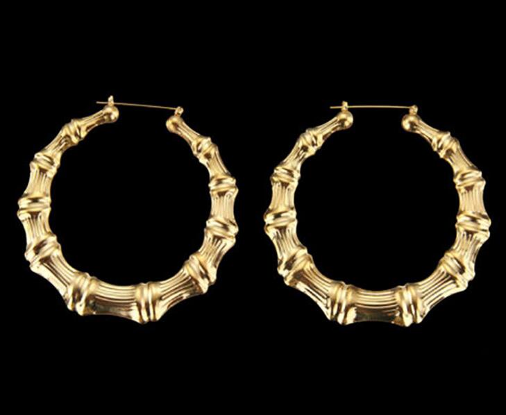 Oversized bamboo earrings Europe and the United States exaggerated golden big circle hiphop hip-hop nightclub earrings WY500