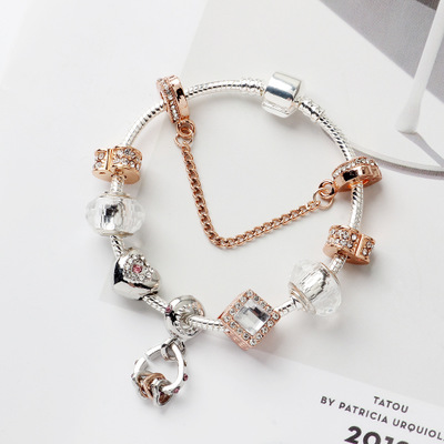 Charm Beads Bracelet 925 Silver Bracelets heart to heart pendant Accessories Diy Wedding Jewelry valentine gift, Golden;silver
Charm Beads Bracelet 925 Silver Bracelets heart to heart pendant Accessories Diy Wedding Jewelry valentine gift, Golden;silver