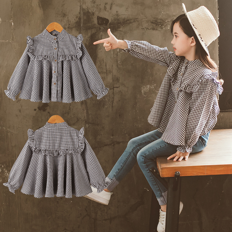 New Girls Shirts 2019 Spring Summer Fashion Pink Color Baby Girls Blouses Cute Long Sleeve Ruffle Tops Kids Clothes 8 To 12 Year