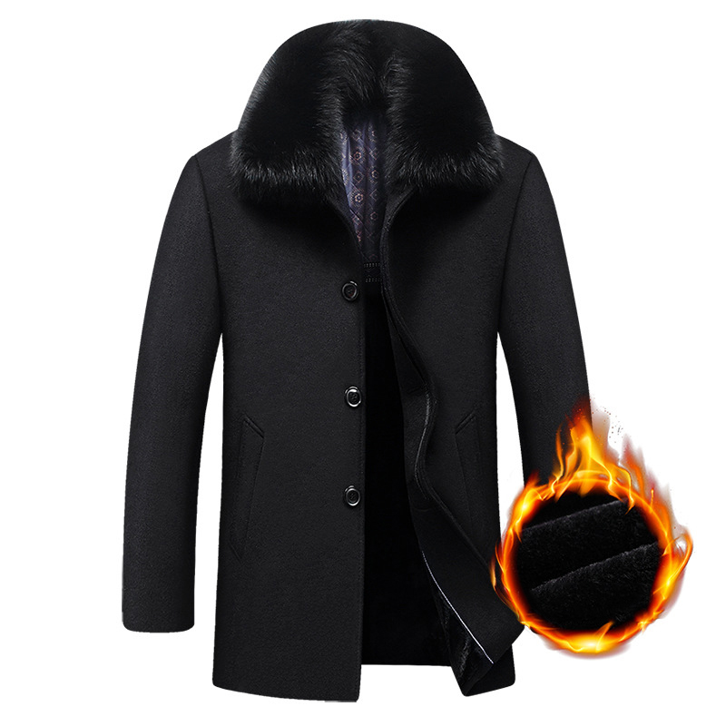 Long Coat Winter Woolen Men Fleece Thick Detachable Large Fur Collar Wool Coat Autumn Windbreaker Casual Jacket Mens Clothing, Black
Long Coat Winter Woolen Men Fleece Thick Detachable Large Fur Collar Wool Coat Autumn Windbreaker Casual Jacket Mens Clothing, Black