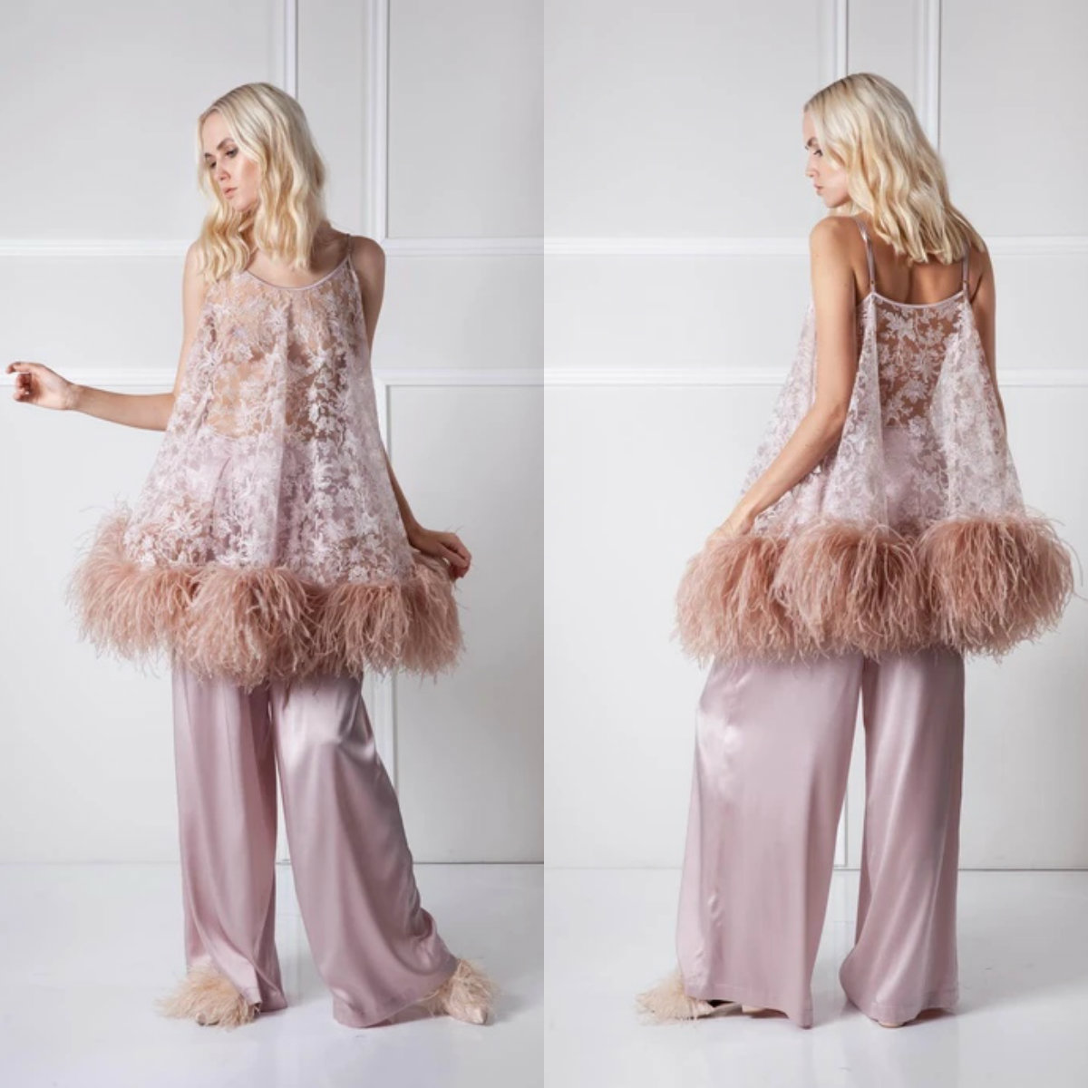 2020 Women Nightgown Pants Suit Bathrobe Sleepwear Feather Bridal Robe Spaghetti Lace Marabou/Charmeuse Dressing Gown Party Gifts
2020 Women Nightgown Pants Suit Bathrobe Sleepwear Feather Bridal Robe Spaghetti Lace Marabou/Charmeuse Dressing Gown Party Gifts