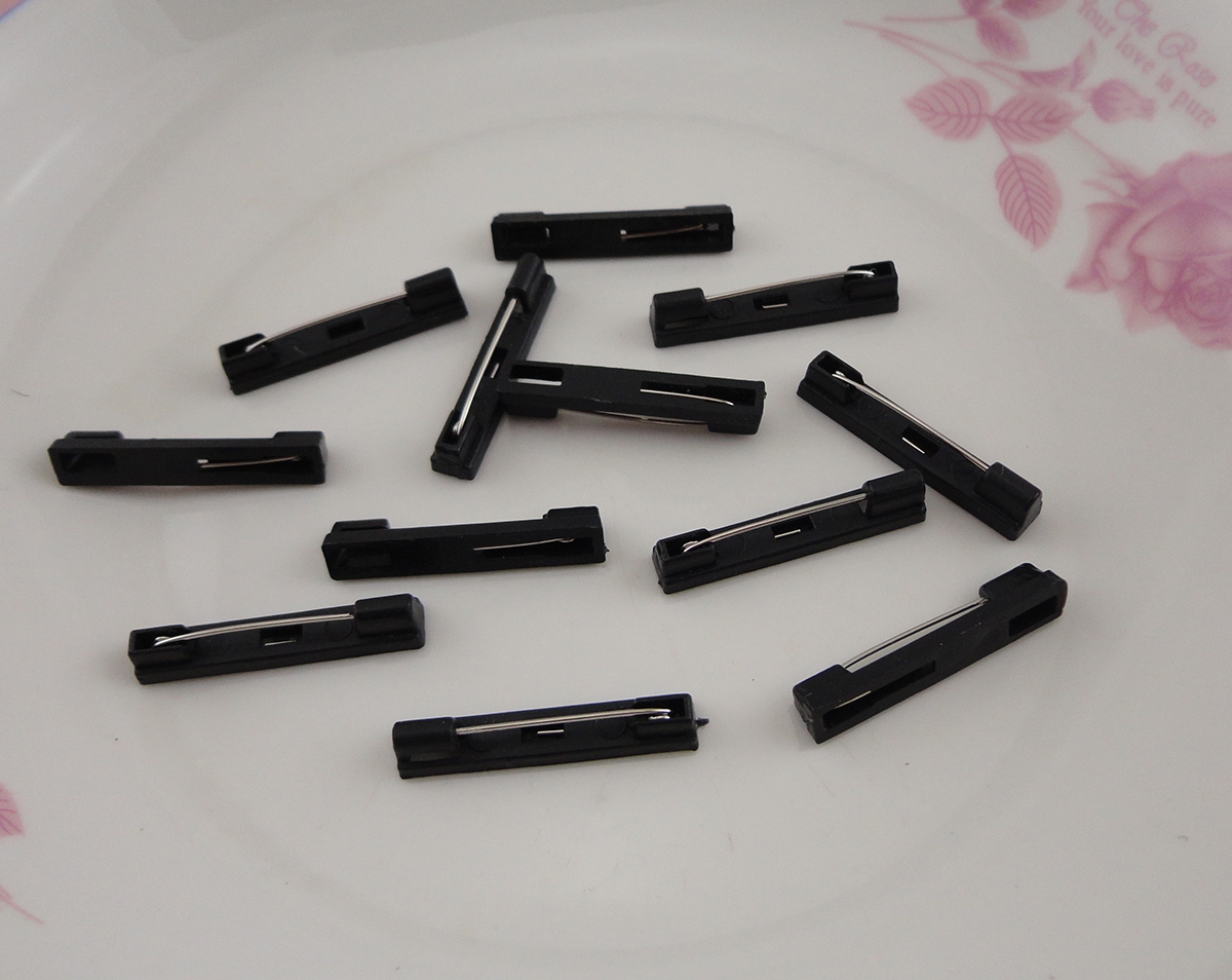 200PCS 3.0cm 1.15" Black plain plastic pin back suitable to brooches badges,30mm plastic safety pins,Bargarin for Bulk