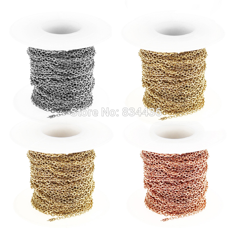 10 meters Two rolls of 1.2 1.5 2 2.5mm Stainless Steel Cable Chain bulk silver rose gold chain Necklace Jewelry Materials
10 meters Two rolls of 1.2 1.5 2 2.5mm Stainless Steel Cable Chain bulk silver rose gold chain Necklace Jewelry Materials