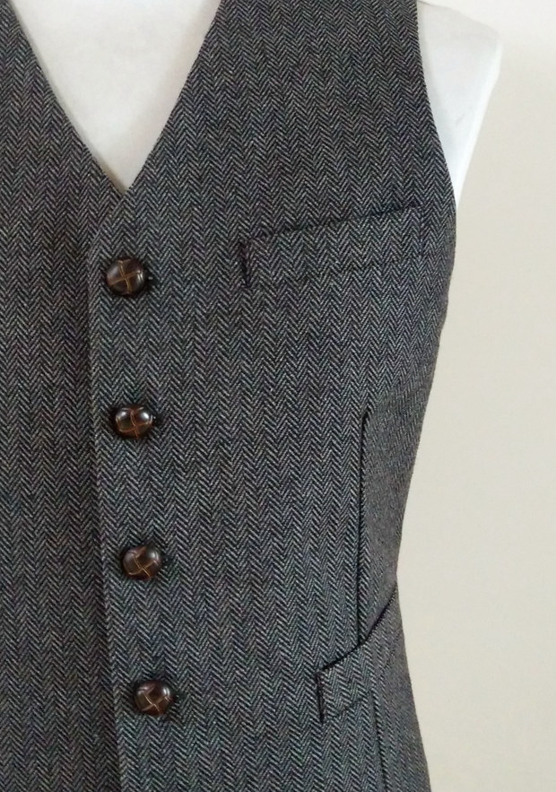 Gray Groom Vests Wool Herringbone Tweed Vest Slim Fit Men's Suit For Prom Country Wedding Waistcoat Dress Tailor Made