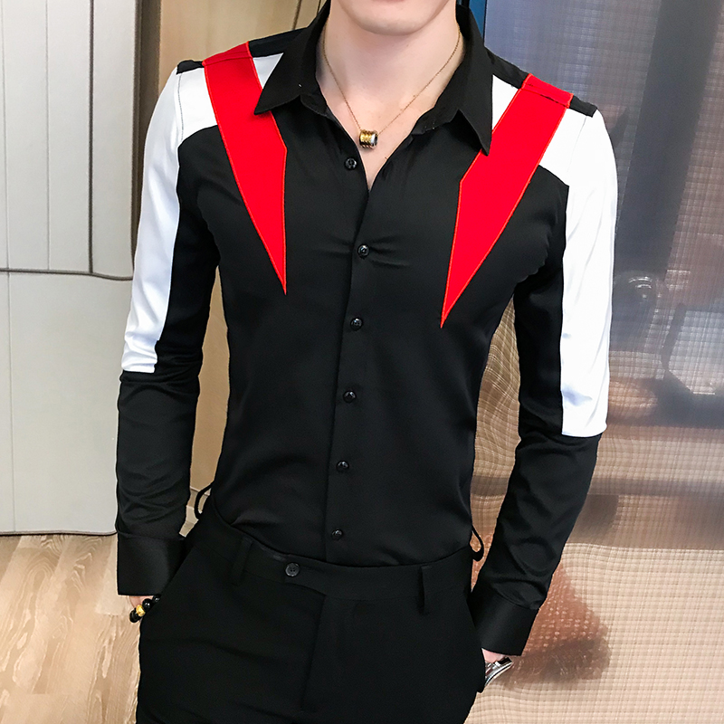 Personality Patchwork Design Men Shirt Spring Autumn Long Sleeve Mens Casual Shirts All Match Slim Fit Streetwear Club Tuxedo, Black
Personality Patchwork Design Men Shirt Spring Autumn Long Sleeve Mens Casual Shirts All Match Slim Fit Streetwear Club Tuxedo, Black