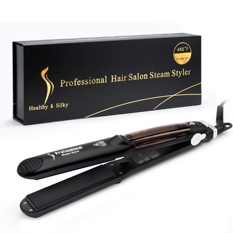Steam Function Flat Iron Tourmaline Ceramic Vapor Professional Steam Hair Straightener with Oil Infusion Straightening Irons