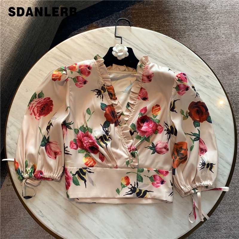 Crop Top Woman 2020 Summer Vintage Flower Print Lace Up Puff Sleeve V-neck Printed Chiffon Shirt Womans Blouses Tops Blusas, Black
Crop Top Woman 2020 Summer Vintage Flower Print Lace Up Puff Sleeve V-neck Printed Chiffon Shirt Womans Blouses Tops Blusas, Black