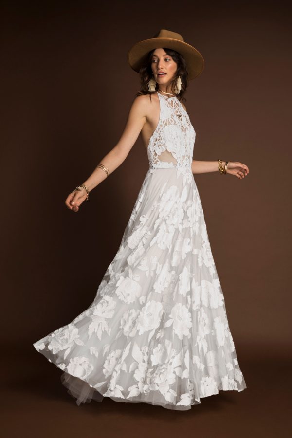Summer Beach Dresses Halter Sexy Backless Sweep Train A e Appliqued Boho Lace Bridal Gowns wing Bohemian Wedding Dress