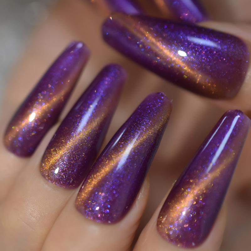 Shiny Bling Sky Purple Cat Eyes Press on False Nails Extra Long Ballerina Coffin Fake UV Full Cover Fingersnails Extention Tool, L5690
Shiny Bling Sky Purple Cat Eyes Press on False Nails Extra Long Ballerina Coffin Fake UV Full Cover Fingersnails Extention Tool, L5690