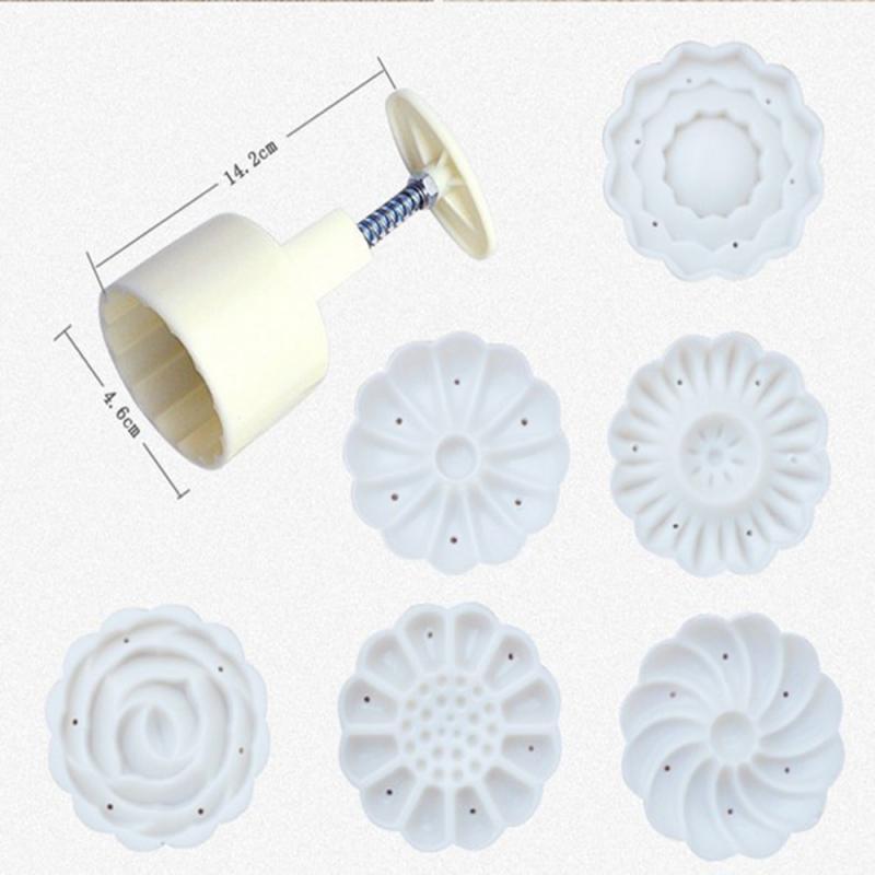 6Pcs/set Flower Mooncake Mold DIY Hand Pressure Fondant Moon Cake Biscuits Moulds Mid-autumn Festival Baking Tools T200703