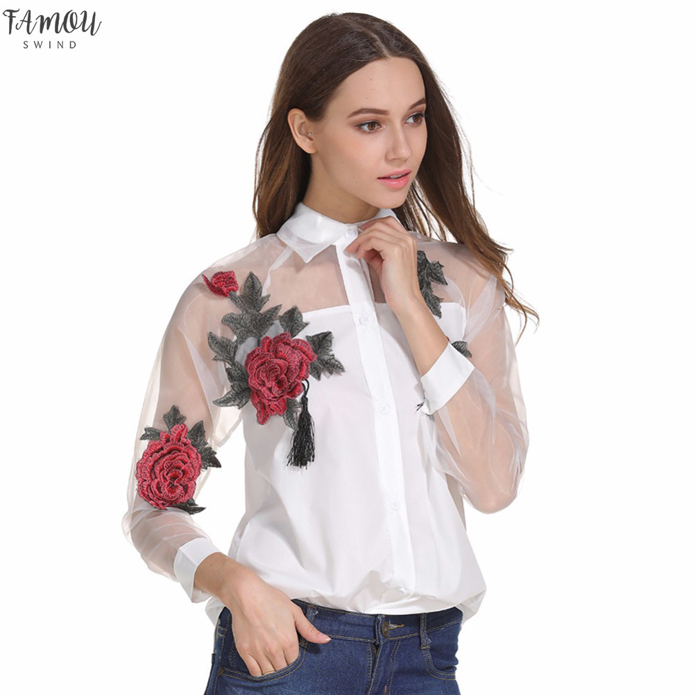 Women Blusa Spring Autumn Casual Long Sleeve Blouse Embroidered Flowers Long Sleeve Detail Shirt With Sheer Mesh Panel Blusa Feminina
Women Blusa Spring Autumn Casual Long Sleeve Blouse Embroidered Flowers Long Sleeve Detail Shirt With Sheer Mesh Panel Blusa Feminina