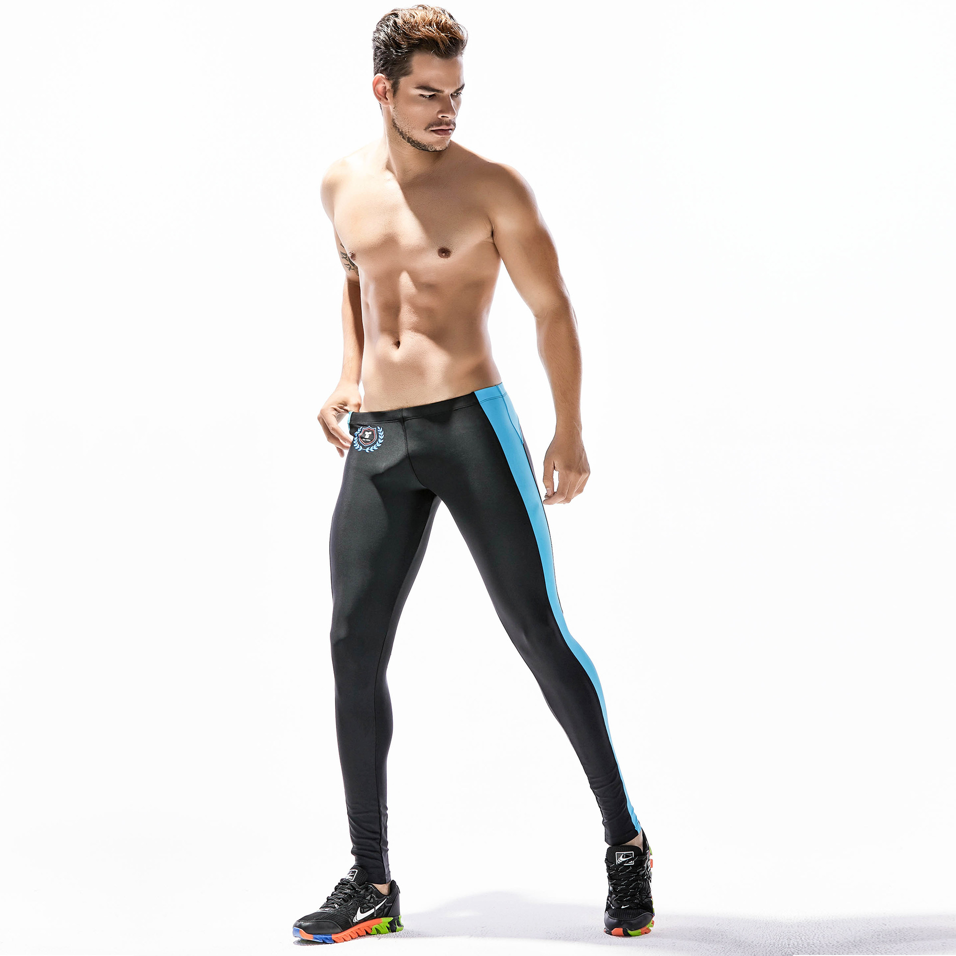 Running Tights Elastic Skinny Leggings Sport Leggings for Man Ankle Length Compression Pants Mens Compression Running Tights Runni